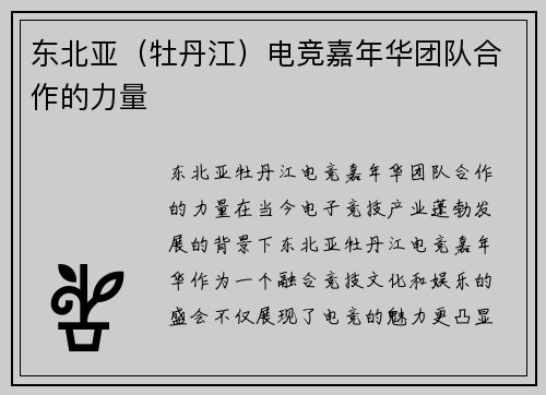 东北亚（牡丹江）电竞嘉年华团队合作的力量