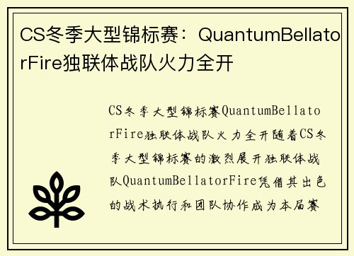 CS冬季大型锦标赛：QuantumBellatorFire独联体战队火力全开